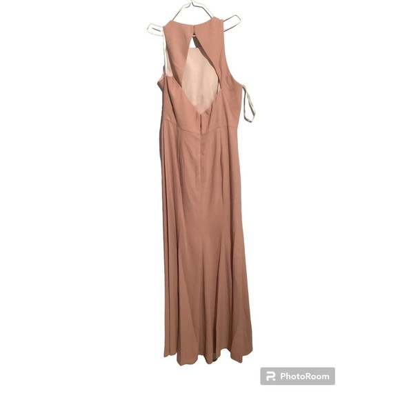 DESSY 3029 DIAMOND CUTOUT BACK TRUMPET GOWN FRONT SLIT DESERT ROSE 8 NEW - Picture 12 of 12